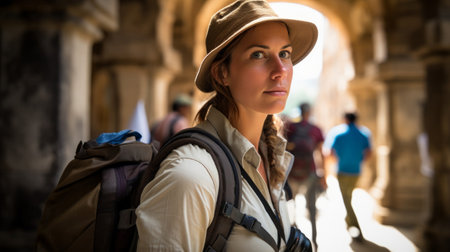 Tourism technician focuses on guiding touristsの素材