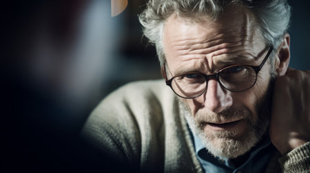 Male psychoanalyst deeply engaged in analysis with patientの素材