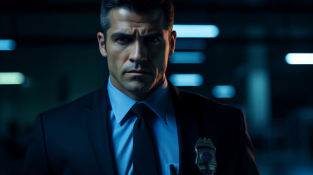 Determined agent in formal attire cool blue professionalismの素材