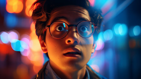 Expressive animator creativity in multicolored lightingの素材