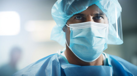 Dedicated surgeon focused surrounded by pristine whiteの素材