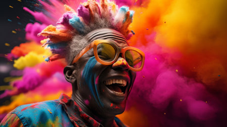 Whirlwind of vibrant hues showcasing entertainer's creativityの素材