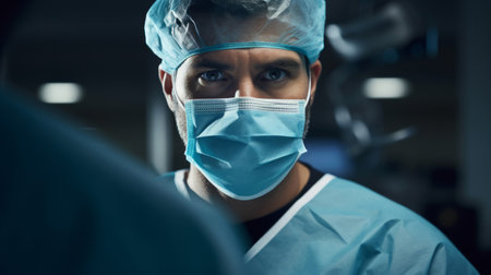 Surgeon exudes professionalism concentrated white lightの素材