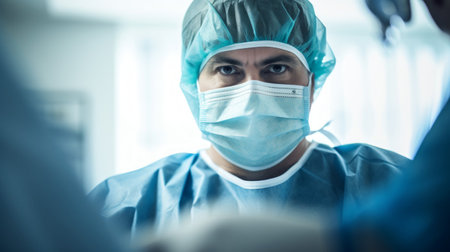 Focused surgeon expertise in pristine white settingの素材