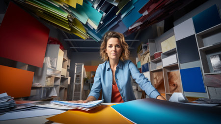 Female architect colorful materials enthusiasm vibrant lightの素材