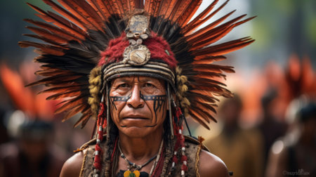 Close-up of anthropologist wearing local customs attireの素材