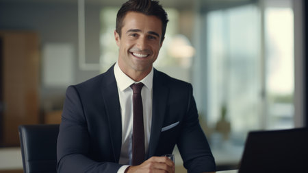Lawyer with deep legal respect genuine smile array of legal volumes and docsの素材