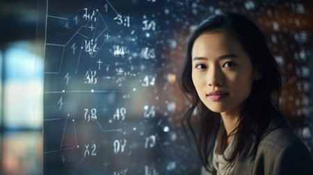 Content mathematical breakthrough radiance adorned study with charts hintの素材