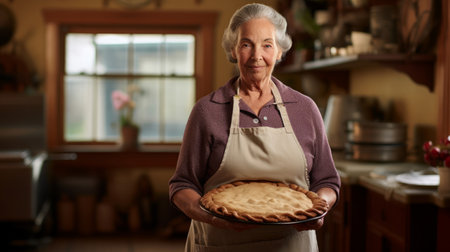 Home baked pie showcase cozy and inviting kitchen atmosphereの素材