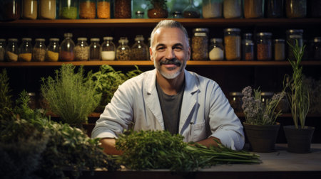 Herbal garden pharmacologist healing herbs traditional medicine-pharmacology connectionの素材