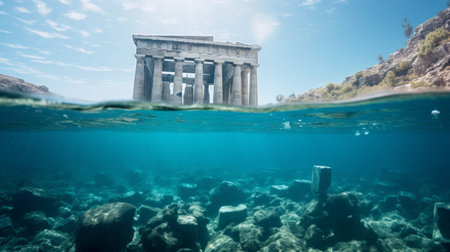 Greek temple beneath the ocean now an underwater research hubの素材