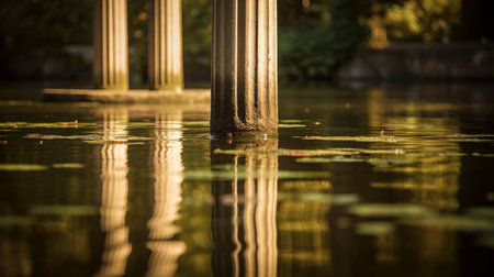 Reflection of submerged Doric column dances on pond's surfaceの素材