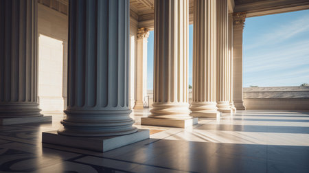 Doric column seamlessly fused with modern architectural elementsの素材