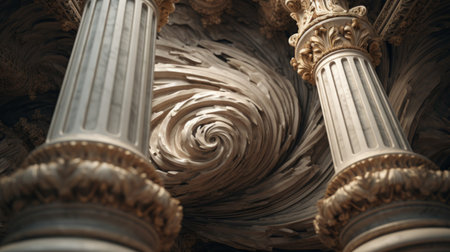 Doric column amidst abstract vortex a mesmerizing visual experienceの素材