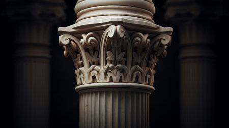 Doric column with geometric patterns merges classical form and artistryの素材
