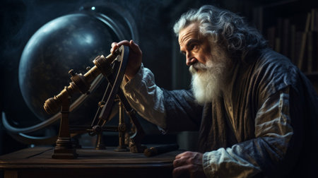 Cosmic observation leads a philosopher to celestial discoveries stars alignの素材