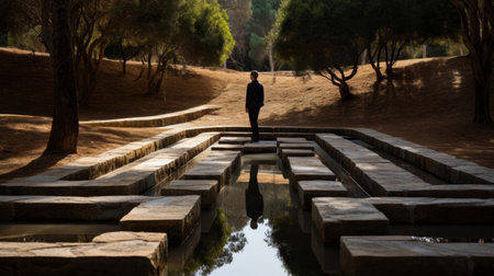 Through labyrinthine paths a philosopher's quest for self-discovery unfoldsの素材