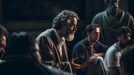 Debate bridges eras a timeless dialogue connecting the ancient and the modernの素材