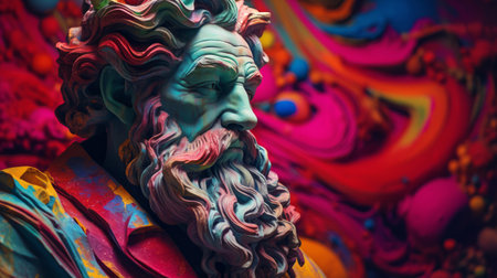 Thoughts color the world in a psychedelic revelation a philosopher surrounded by ideasの素材