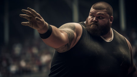 Shot putter at ancient Olympics shows strength techniqueの素材