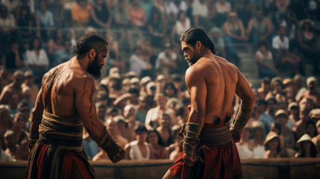 Pankration match captivates spectators with fierce competitionの素材