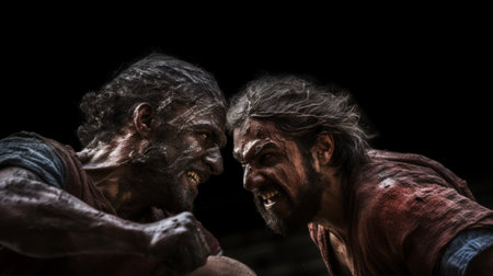 Greek athletes in pankration blend wrestling and martial artsの素材