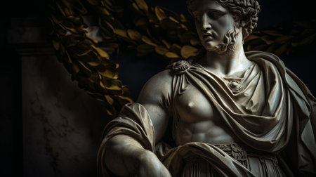 Victorious classical hero statue toga-draped wreath-heldの素材