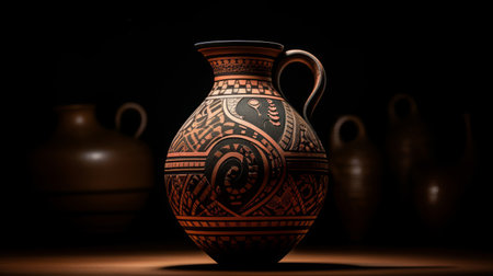Amphora with patterns from archaeological Greek pottery celebrating art historyの素材