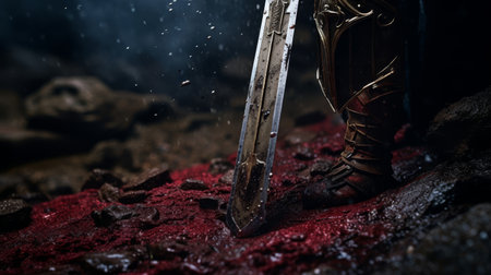 Spear thrust into ground blade encased in crystal.の素材