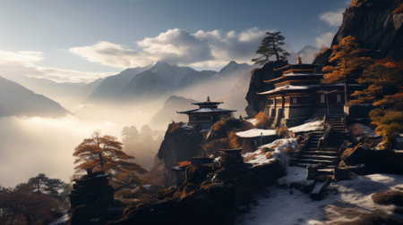 mountain retreat for deep contemplation and enlightenmentの素材