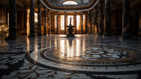 Roman bathhouse's intricate mosaic floors intricate geometric patternsの素材