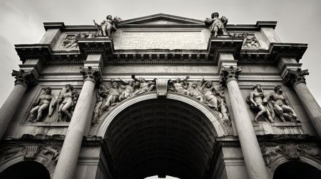 Roman arch adorned with intricate reliefs celebrates victoriesの素材