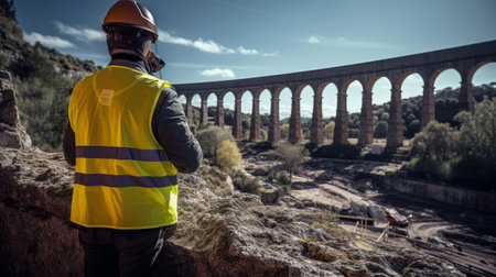 Roman engineer supervising construction of aqueductの素材