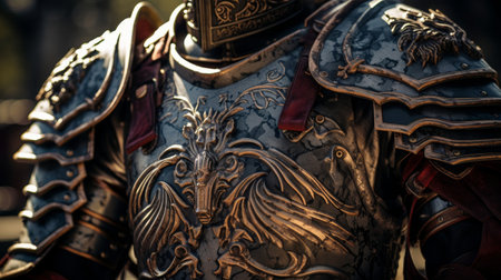 Gladiator's intricate battle armor on displayの素材