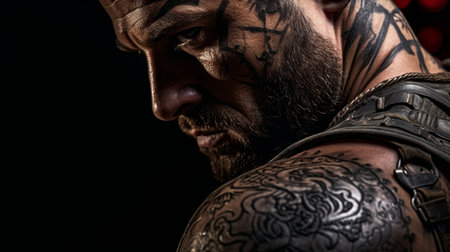 Intricate tattoos tell gladiator's storyの素材