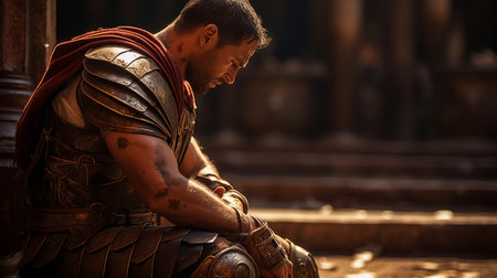 Prayer for victory: Gladiator visits sacred shrineの素材