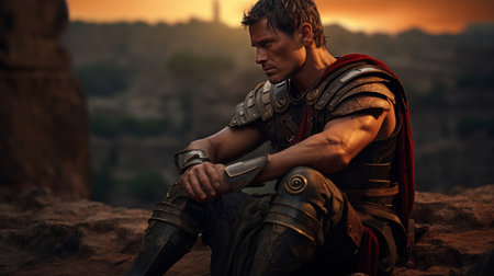 Gazing at sunset: Gladiator contemplatesの素材