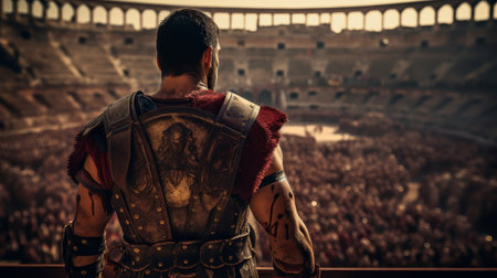 Gladiator's silent tribute to fallen comrades as he enters the arenaの素材