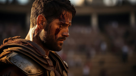 Gladiator's farewell to the coliseum marking the end of his journeyの素材