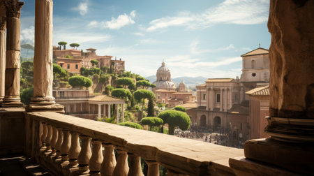 Roman Senate's balcony over Roman Forumの素材