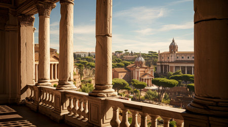 Balcony of Roman Senate overlooking Roman Forumの素材