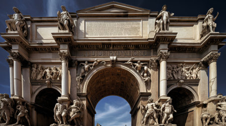 Roman triumphal arch for victorious emperor detailed inscriptions sculpturesの素材