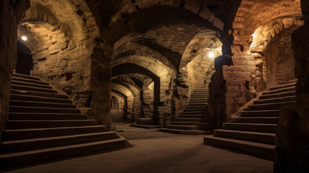 Roman amphitheater underground chambers gladiators' training groundの素材