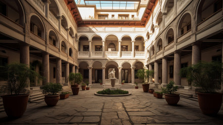 Roman atrium house central courtyard impluvium surrounding roomsの素材