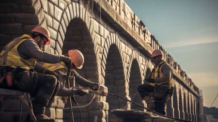 Roman aqueduct's maintenance team ensures upkeepの素材