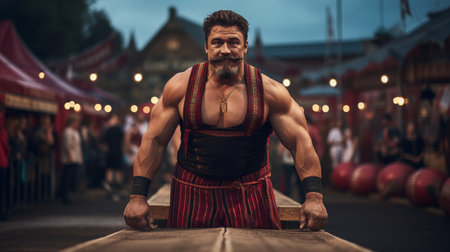 Incredible strength displayed by strongman at Circus Gamesの素材
