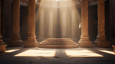 Holy inner sanctum of Roman temple shines with gentle ethereal radiance inspiring calmの素材