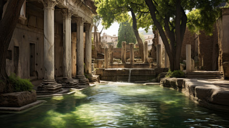 Sacred spring in a Roman temple sought for healing powersの素材