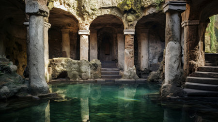 Sacred spring in a Roman temple sought for healing powersの素材