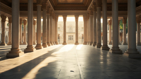 Majestic colonnade of a Roman temple for scholarly debatesの素材